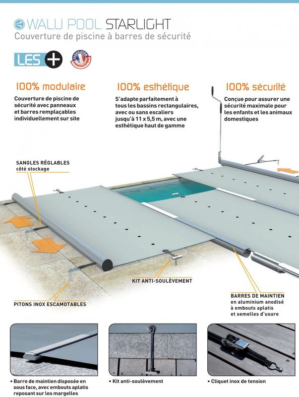 COUVERTURE A BARRES WALU POOL MODELE STARLIGHT